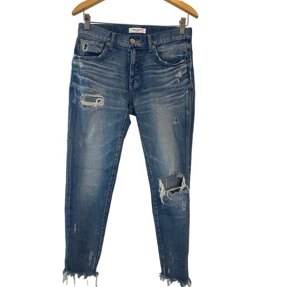 Moussy Vintage Isko Blue Distressed Frayed Hem Skinny Jeans Size 27 - Picture 2 of 11